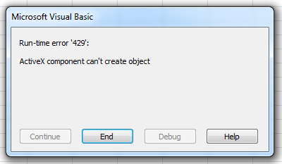 Excel runtime error 429